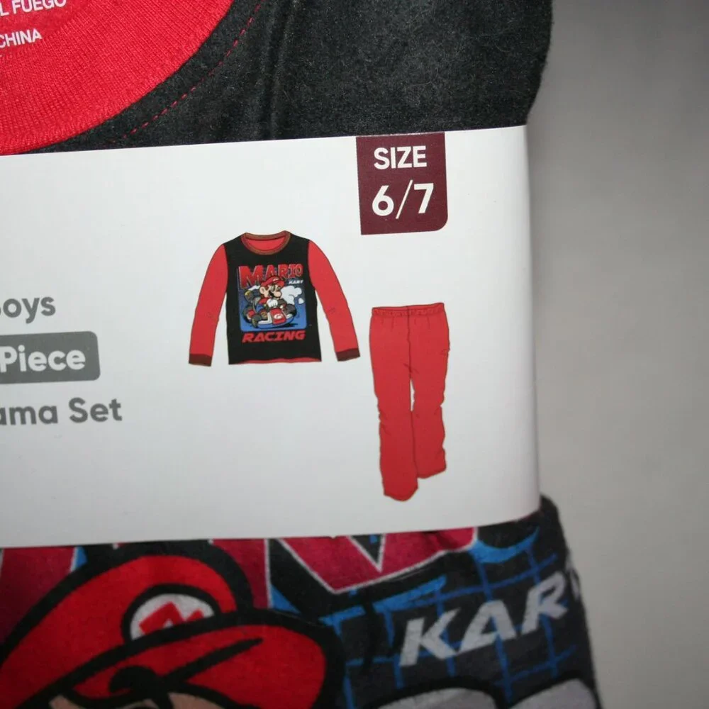 ⭐ NTW MARIO KART PJs BOYS 6 7 PAJAMAS SET SHIRT PANTS GAMER NINTENDO NEW JAMMIES